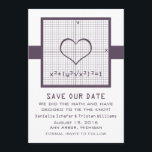De Paarse Grafiek van de Wiskunde van het Hart spa Save The Date<br><div class="desc">Een paar wiskunde nerds in liefde zou het gemakkelijk vinden om te berekenen dat dit sparen de datum de voor de hand liggende oplossing zou zijn om hun bruiloft aan te kondigen. Quirky en vol nerdy charm is deze unieke Heart Wiskunde Graph Save the Date Announcement in paars met een...</div>