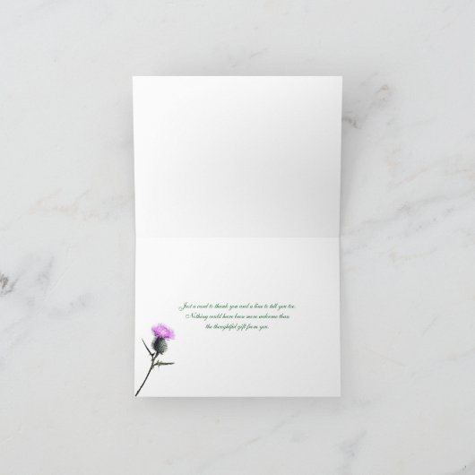 De paarse, Groene, Witte Distel van het Geruite Bedankkaart (Binnen)