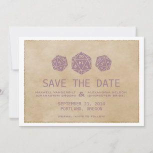 De Paarse Grunge D20 de Gamer van de Dijs sparen d Save The Date