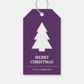 De paarse Kerstboom van de Winter Cadeaulabel (Achterkant)