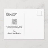 De Paarse Peach Floral QR Code bewaart de datum Aankondigingskaart (Achterkant)