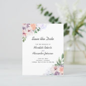 De Paarse Peach Floral QR-code sparen de datum (Staand voorkant)