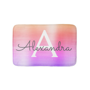 De paarse Roze Geborstelde Naam van het Monogram Badmat