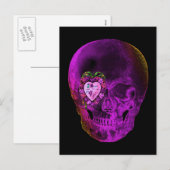 De paarse Schedel van Valentijn Feestdagenkaart (Voorkant / Achterkant)