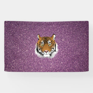 De paarse Tijger met schittert Achtergrond Spandoek