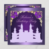 De paarse Uitnodiging van de Verjaardag van het (Voorkant / Achterkant)