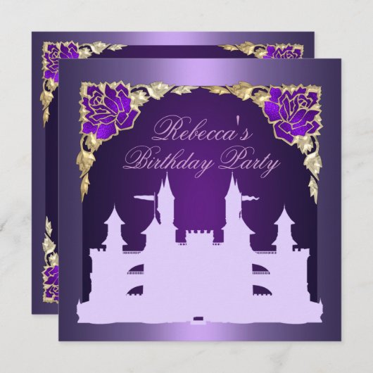 De paarse Uitnodiging van de Verjaardag van het (Voorkant / Achterkant)