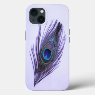 De paarse Veer van de Pauw op Paars iPhone 13 Hoesje