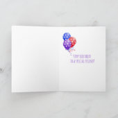 de paarse verjaardag van het gingangmadeliefje kaart (Binnen)