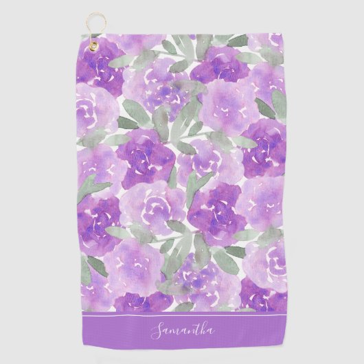 De Paarse Waterverf van Lavender Floral Golfhanddoek (Voorkant)