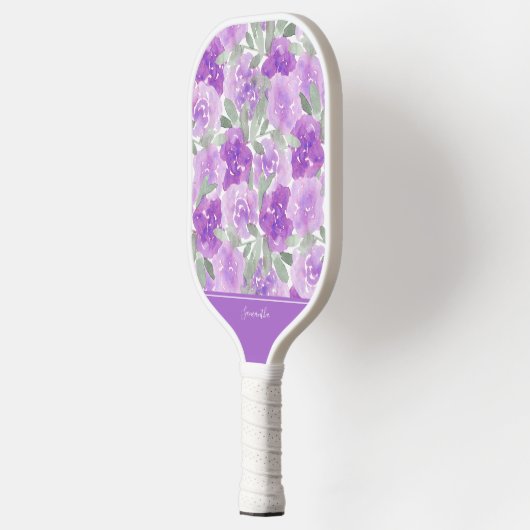 De Paarse Waterverf van Lavender Floral Pickleball Paddle (Links)