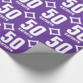 De PAARSE WITTE Retro 50ste Naam van de Douane van Cadeaupapier (Hoek)