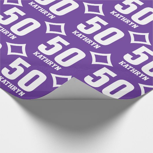 De PAARSE WITTE Retro 50ste Naam van de Douane van Cadeaupapier (Hoek)