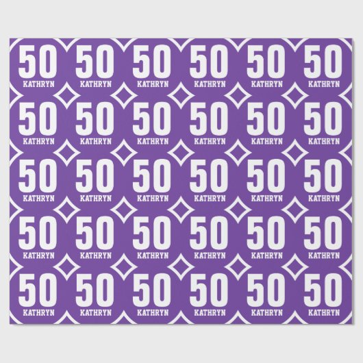 De PAARSE WITTE Retro 50ste Naam van de Douane van Cadeaupapier (Vlak)