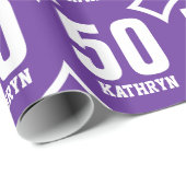 De PAARSE WITTE Retro 50ste Naam van de Douane van Cadeaupapier (Rol Hoek)