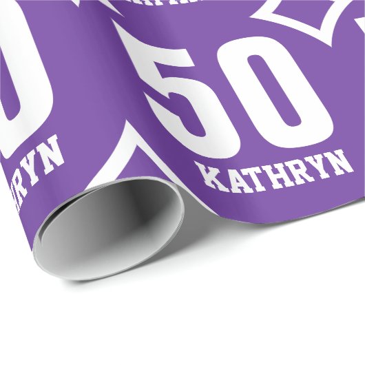 De PAARSE WITTE Retro 50ste Naam van de Douane van Cadeaupapier (Rol Hoek)