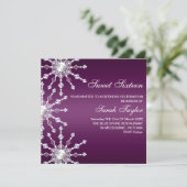 De paarse & Witte Verjaardag van de Sneeuwvlok van Kaart (Staand voorkant)
