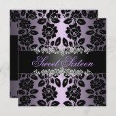 De paarse & Zwarte Bloemen Zoete Uitnodiging van (Voorkant / Achterkant)