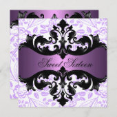 De paarse & Zwarte BloemenUitnodiging van de Kaart (Voorkant / Achterkant)