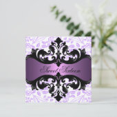 De paarse & Zwarte BloemenUitnodiging van de Kaart (Staand voorkant)