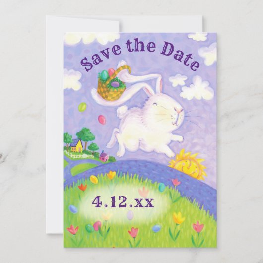 De paaseiboer bewaart de datum Bunny Rabbit Invite Save The Date (Voorkant)