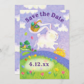 De paaseiboer bewaart de datum Bunny Rabbit Invite Save The Date (Voorkant / Achterkant)
