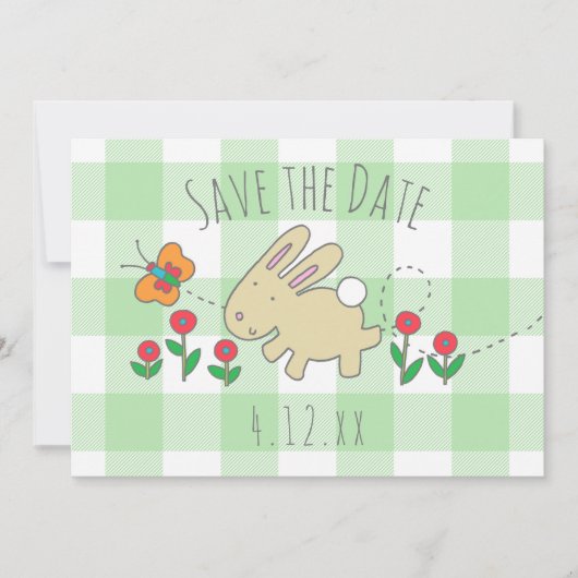 De paaseiboer bewaart de datum Bunny Rabbit Invite Save The Date (Voorkant)