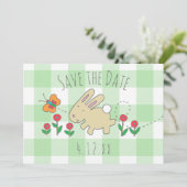 De paaseiboer bewaart de datum Bunny Rabbit Invite Save The Date (Staand voorkant)