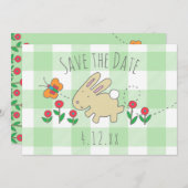 De paaseiboer bewaart de datum Bunny Rabbit Invite Save The Date (Voorkant / Achterkant)