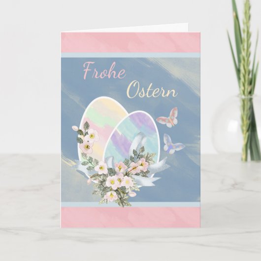 De Paaseieren Ostern - het Duits - Watercolour van Feestdagen Kaart (Voorkant)