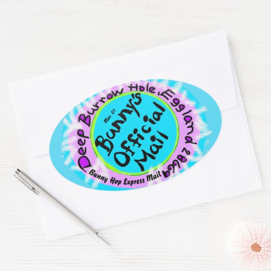 De paashaas adres ei vormige postzegel ovale sticker (Envelop)