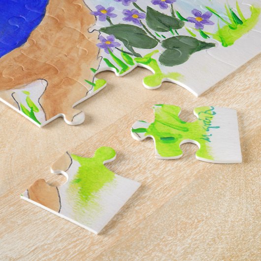 De paashaas en Heddy Hedgehog Legpuzzel (Zijkant)