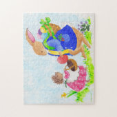 De paashaas en Heddy Hedgehog Legpuzzel (Verticaal)