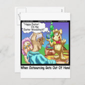 De paashaas is een rommeltje. feestdagenkaart (Voorkant / Achterkant)