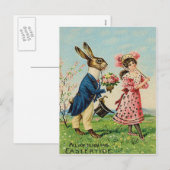 De paashaas nam het Victoriaans Landschap van de Feestdagenkaart (Voorkant / Achterkant)