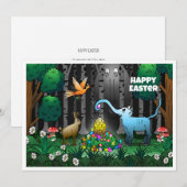 De paashaas verzamelt paaseieren feestdagenkaart (Voorkant / Achterkant)