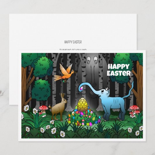 De paashaas verzamelt paaseieren feestdagenkaart (Voorkant / Achterkant)