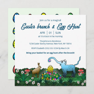 De paashaas verzamelt paaseieren kaart