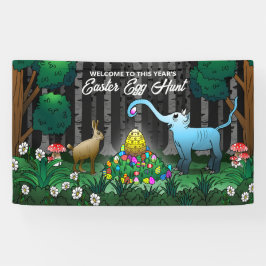 De paashaas verzamelt paaseieren spandoek