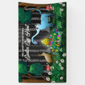 De paashaas verzamelt paaseieren spandoek (Verticaal)