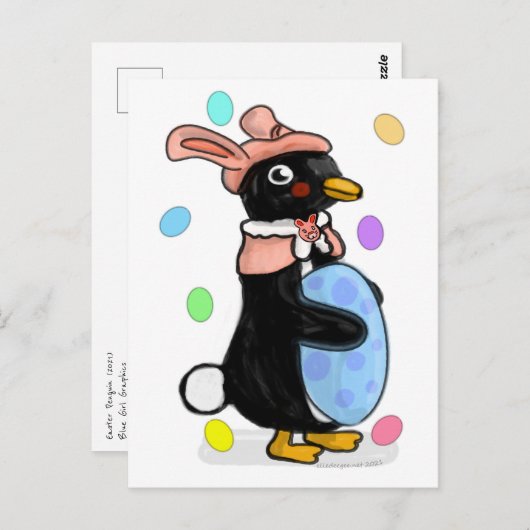 De paaspinguïn briefkaart (Voorkant / Achterkant)