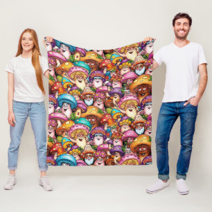 De paddenstoelenfamilie fleece deken