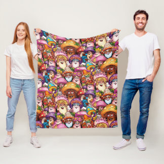 De paddenstoelenfamilie fleece deken