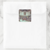 De pagina met het baptismale lettertype vierkante sticker (Tas)