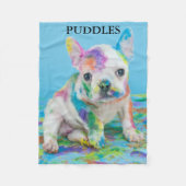 DE PAINT SPLATTERED PUPPY BLANKET PERSONALISEERDE. FLEECE DEKEN (Voorkant)