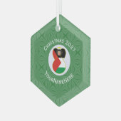 De Palestijnse vlag kerstman: jaar Hexagon Glas Ornament (Voorkant links)