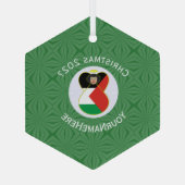 De Palestijnse vlag kerstman: jaar Hexagon Glas Ornament (Achterkant)