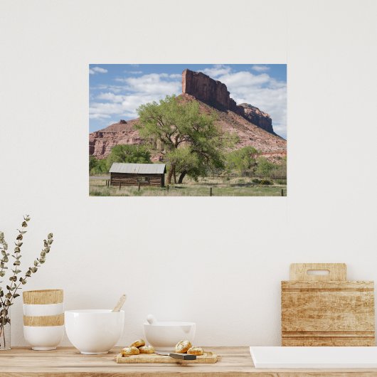 De palisade en de pioneer Cabin Poster (Keuken)