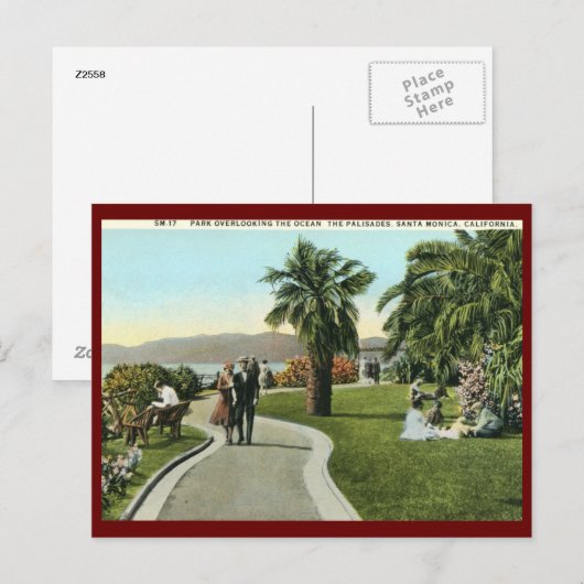 De Palisades, Santa Monica Vintage Briefkaart (Voorkant / Achterkant)