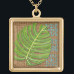 De Palm van de Druk van het blok op Wicker Achterg Goud Vergulden Ketting<br><div class="desc">Chariklia Zarris heeft dit blokpalmstuk gemaakt. De bruine van de teenwilgen-achtergrond creëer een duizelend aardig gevoel voor het palmblad om op te rusten. Als je je eigen palmboom niet kunt bezitten,  is dit het volgende beste ding!</div>